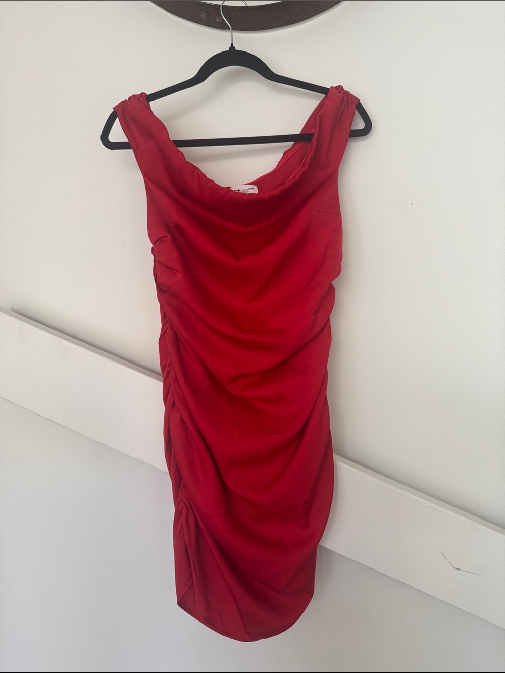 superdown Red Ruched Mini Dress